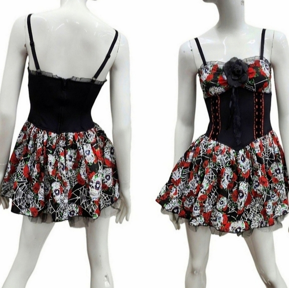 Hot Topic Wholesale Bundle Sugar Skulls Corset Tulle Mini 10 Dresses M NWT - Picture 3 of 12
